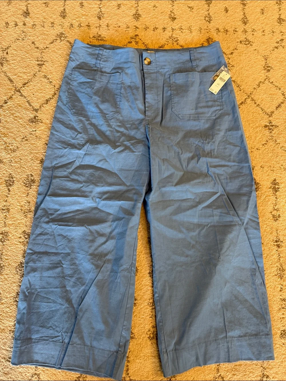 Maeve Slate Blue Cropped Wide-Leg Pants - Picture 1 of 4